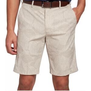 Walter Hagen men's perfect 11 golf shorts beige leaves Size 36 athleisure preppy